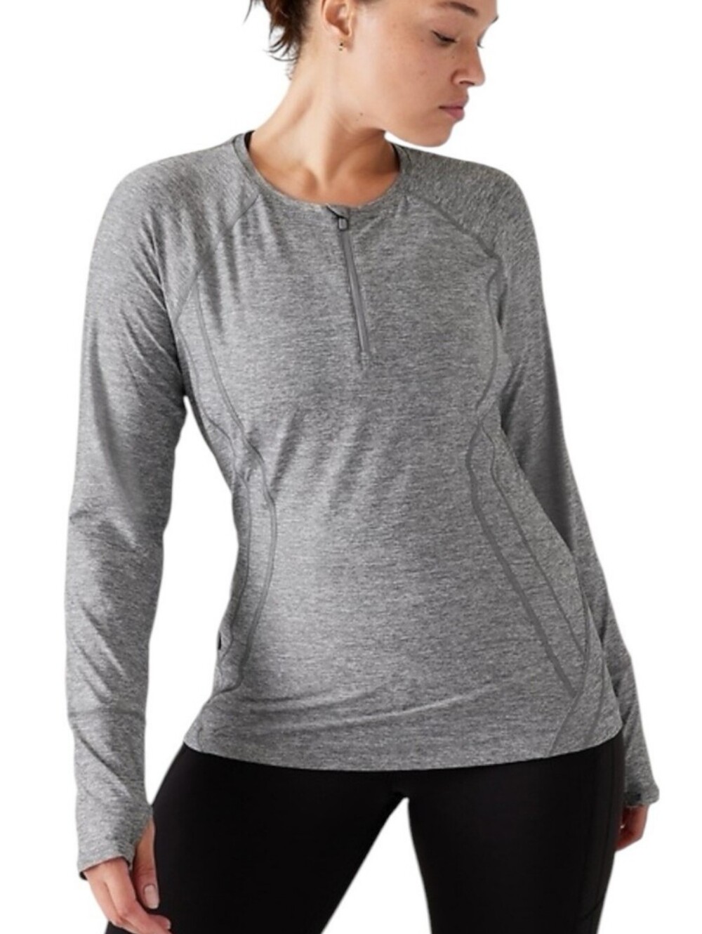 ATHLETA Pacifica Illume UPF Fitted Top - Gray Heather